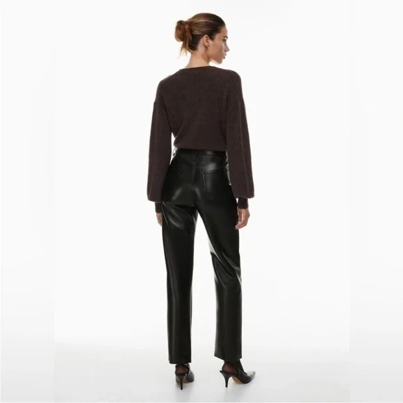 Aritzia Wilfred The Melina Vegan Leather Pant in Black Women’s Size 8 - Picture 3 of 13